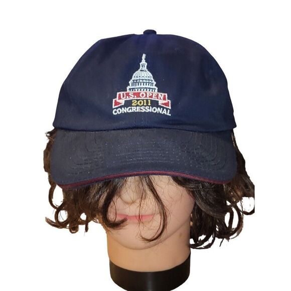 PGA US Open 2011 Congressional Strapback Hat USGA Member Black Embroidered Sport - Picture 1 of 7